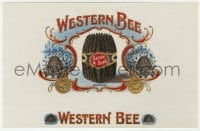 5d214 WESTERN BEE 7x10 cigar box label 1910s cool logo with embossed gold foil outline!