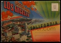 5d033 WONDERFUL LOS ANGELES CALIFORNIA 4x6 postcard booklet 1940 fold-out w/landmarks pictured!