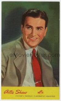 5d124 ARTIE SHAW RCA 4x6 postcard 1940s smiling portrait of Victor's famous clarinetist-maestro!