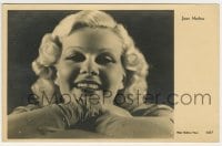 5d139 JEAN HARLOW 4x6 postcard 1930s head & shoulders portrait of the platinum blonde smiling big!