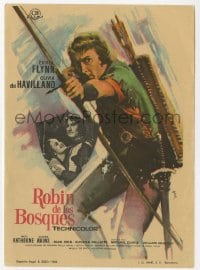 5d398 ADVENTURES OF ROBIN HOOD Spanish herald R1964 great MCP art of Errol Flynn as Robin Hood!