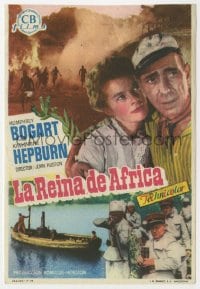 5d403 AFRICAN QUEEN Spanish herald 1952 different image of Humphrey Bogart & Katharine Hepburn!