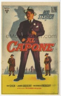 5d405 AL CAPONE Spanish herald 1959 Soligo art of Rod Steiger as the most notorious gangster!