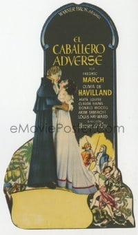 5d415 ANTHONY ADVERSE die-cut Spanish herald 1947 art of Fredric March & Olivia de Havilland!