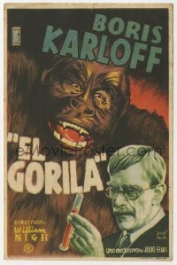 5d416 APE Spanish herald 1945 great different Jose Maria art of Boris Karloff & wacky gorilla!