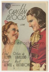 5d475 CAPTAIN BLOOD Spanish herald R1940s different image of Errol Flynn & Olivia De Havilland!