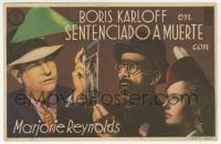 5d540 DOOMED TO DIE Spanish herald 1940 Boris Karloff as Mr. Wong & Marjorie Reynolds with clue!