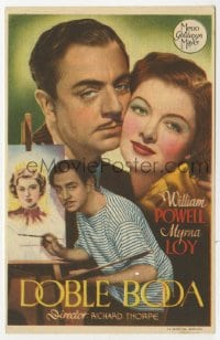 5d545 DOUBLE WEDDING Spanish herald 1945 different image of William Powell painting & w/ Myrna Loy!