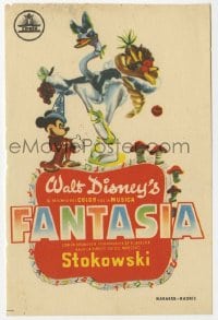 5d563 FANTASIA Spanish herald R1958 art of Mickey Mouse & others, Disney musical cartoon classic!
