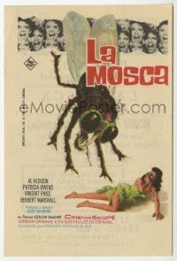 5d573 FLY Spanish herald 1963 classic sci-fi, different art of giant bug attacking scared woman!