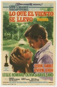 5d598 GONE WITH THE WIND Spanish herald R1962 romantic c/u of Clark Gable & Vivien Leigh!