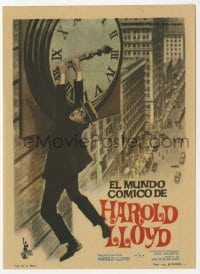 5d611 HAROLD LLOYD'S WORLD OF COMEDY Spanish herald 1962 classic Safety Last image hanging on clock!