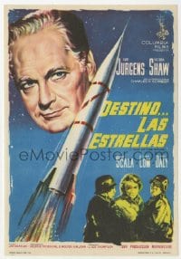 5d635 I AIM AT THE STARS Spanish herald 1960 Albericio art of Curt Jurgens as Wernher Von Braun!
