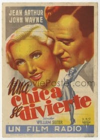 5d687 LADY TAKES A CHANCE Spanish herald 1943 different art of pretty Jean Arthur & John Wayne!