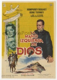 5d693 LEFT HAND OF GOD Spanish herald 1960 different art of priest Humphrey Bogart & Gene Tierney!