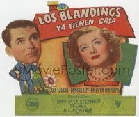 5d735 MR. BLANDINGS BUILDS HIS DREAM HOUSE die-cut Spanish herald 1949 Cary Grant, Myrna Loy, cool!