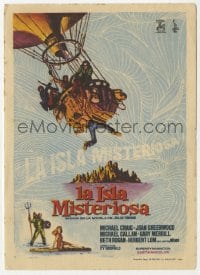 5d751 MYSTERIOUS ISLAND Spanish herald 1963 Ray Harryhausen, Jules Verne sci-fi, cool balloon art!