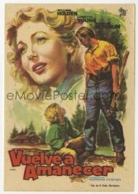 5d809 RACHEL & THE STRANGER Spanish herald 1948 William Holden, Mitchum, Loretta Young, Mac art