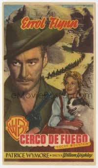 5d822 ROCKY MOUNTAIN Spanish herald 1951 different image of Errol Flynn, Patrice Wymore & dog!