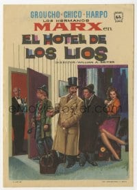 5d828 ROOM SERVICE Spanish herald R1966 great Alvaro art of Marx Brothers, Groucho, Chico & Harpo!