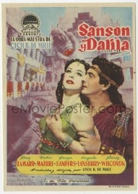 5d834 SAMSON & DELILAH Spanish herald 1952 Hedy Lamarr & Victor Mature, Cecil B. DeMille, different