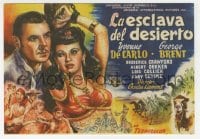 5d867 SLAVE GIRL Spanish herald 1948 art of George Brent & sexy chained Yvonne De Carlo by Tulla!