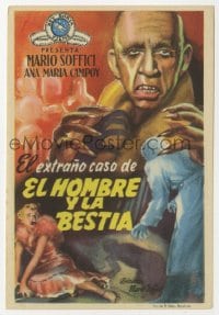 5d888 STRANGE CASE OF THE MAN & THE BEAST Spanish herald 1953 loosely based on Jekyll & Hyde!