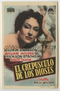 5d894 SUNSET BOULEVARD Spanish herald 1952 different close up of Gloria Swanson with drink!