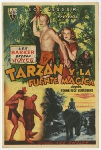 5d907 TARZAN'S MAGIC FOUNTAIN Spanish herald 1953 different art of Lex Barker & Brenda Joyce!