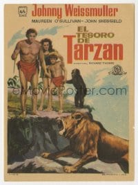 5d909 TARZAN'S SECRET TREASURE Spanish herald R1974 Weissmuller, Sheffield, O'Sullivan & Cheeta!