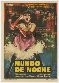 5d990 WORLD BY NIGHT Spanish herald 1963 Luigi Vanzi's Il Mondo di notte, art of Italian showgirl!