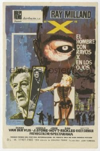 5d994 X: THE MAN WITH THE X-RAY EYES Spanish herald 1966 Ray Milland, cool sci-fi art!