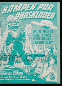 5d271 FORBIDDEN PLANET Danish program 1956 Anne Francis, Leslie Nielsen, Robby the Robot, cool art!