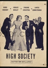 5d289 HIGH SOCIETY Danish program 1958 Frank Sinatra, Bing Crosby, Grace Kelly & Louis Armstrong!