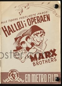 5d321 NIGHT AT THE OPERA Danish program R1950s great art of Groucho Marx, Chico Marx & Harpo Marx!