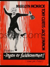 5d355 SOME LIKE IT HOT Danish program 1959 sexy Marilyn Monroe, Tony Curtis, Jack Lemmon, different