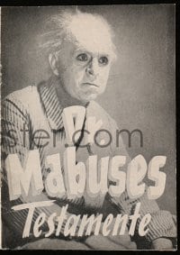 5d368 TESTAMENT OF DR. MABUSE Danish program R1951 Fritz Lang psychotic criminal genius, different!