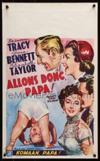 5f272 FATHER'S LITTLE DIVIDEND Belgian 1951 art of Elizabeth Taylor, Spencer Tracy & Joan Bennett!