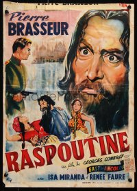 5f308 RASPUTIN Belgian 1954 great Wik artwork of Pierre Brasseur as The Mad Monk!