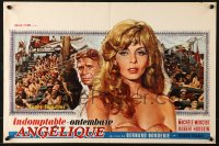 5f314 UNTAMABLE ANGELIQUE Belgian 1967 great image of sexy Michele Mercier topless in title role!
