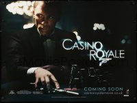 5f174 CASINO ROYALE teaser DS British quad 2006 Daniel Craig as James Bond at poker table w/gun!