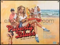 5f190 PUBERTY BLUES British quad 1982 Bruce Beresford directed, Nell Schofeld, cool surfer art!