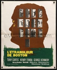 5f875 BOSTON STRANGLER French 18x22 1968 Tony Curtis, he killed thirteen girls, cool art!