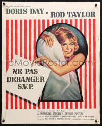 5f893 DO NOT DISTURB French 18x22 1965 great Grinsson art of pretty Doris Day in bed!