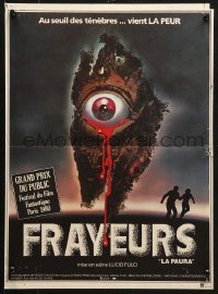 5f907 GATES OF HELL French 15x21 1983 Lucio Fulci, creepy Landi art of bleeding eye!