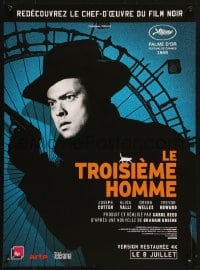 5f970 THIRD MAN French 15x21 R2015 different c/u of Orson Welles with gun by Ferris wheel, classic!