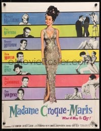 5f983 WHAT A WAY TO GO French 17x22 1964 sexy full-length Shirley MacLaine, Paul Newman, Mitchum!