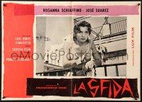 5f419 CHALLENGE Italian 20x27 pbusta 1958 Francesco Rosi's La Sfida, sexy Rosanna Schiaffino!