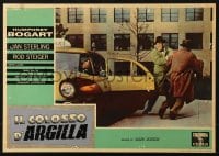 5f454 HARDER THEY FALL Italian 13x19 pbusta 1958 Humphrey Bogart struggles w/ man outside cab!