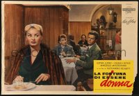 5f469 WHAT A WOMAN Italian 14x20 pbusta 1956 La Fortuna di essere donna, Sophia Loren, Mastroianni!
